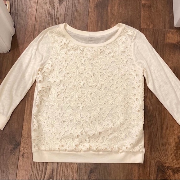 LOFT Tops - Loft lace floral tee size small